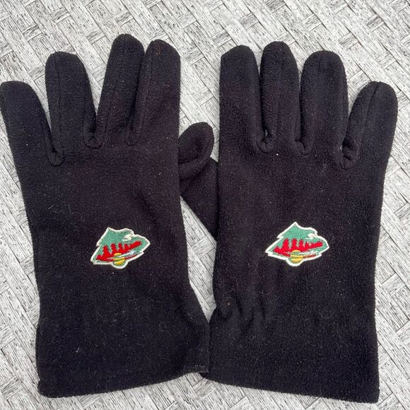 Minnesota Wild black, fleece gloves, front logo, without lining, unisex, Large - Picture 1 of 2